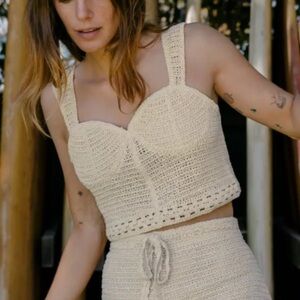 ZARA ecru crochet lace crop top